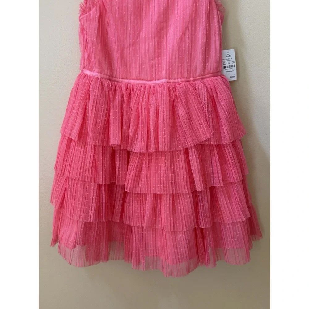 NEW Zenzi Girls Sleeveless Tiered Ruffle Tulle Dress Watermelon Size S (6/7) NWT